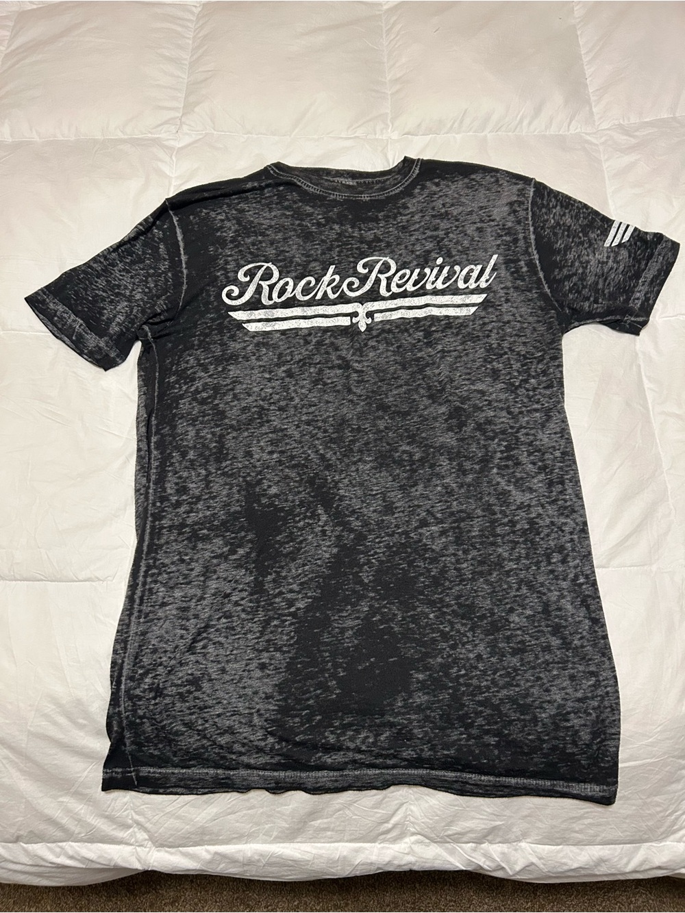 Rock Revival Men's Black Mineral Wash Logo T-Shirt Slimfit Stretchy